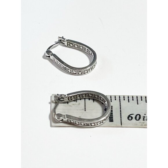 925 Sterling Silver Diamond Accent Inside Outside Drop Earrings Robert Seemann - Picture 6 of 8